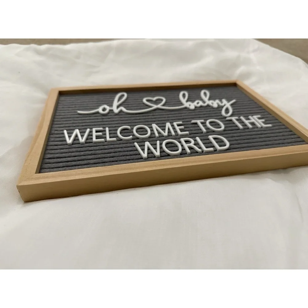 Oh Baby Welcome to the World Felt Sign Photo Prop Baby Shower Nursery Decor